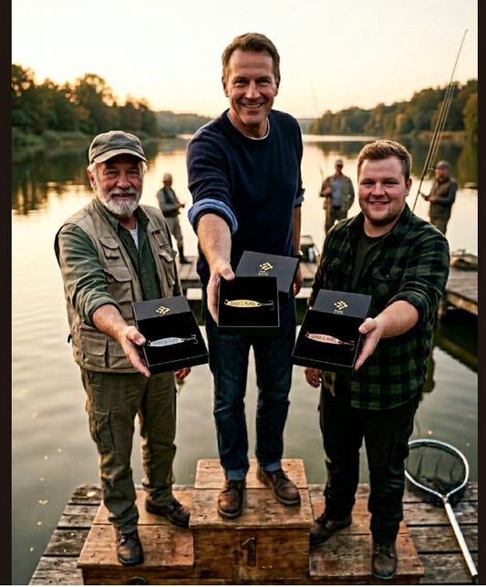 Angler Trophäen 3er-Set: Echt vergoldet, versilbert & Kupfer – Exklusive Ehrenpreise für Angelvereine