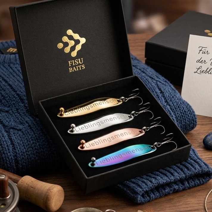 Geschenk für Angler, veredelte Angelköder mit Gravur "Lieblingsmensch"