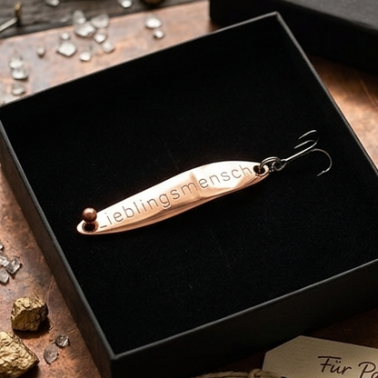 Geschenk für Angler, veredelte Angelköder mit Gravur "Lieblingsmensch"