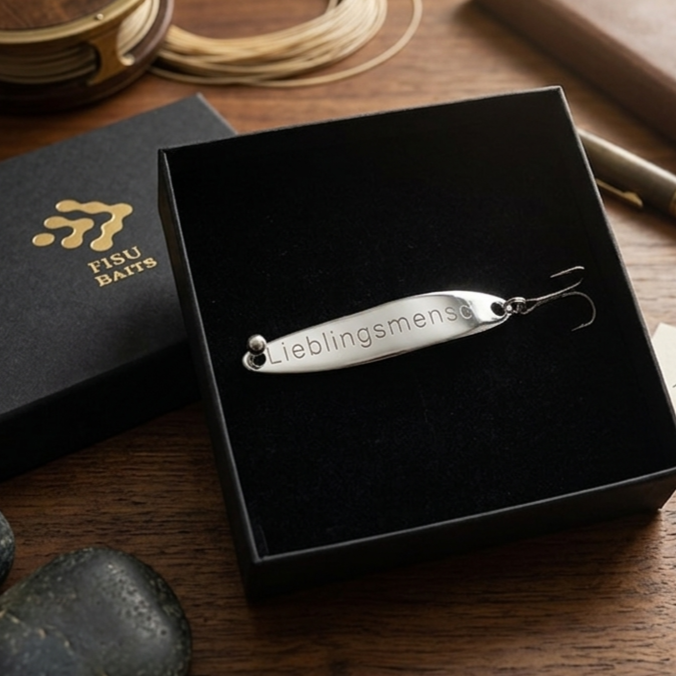 Geschenk für Angler, veredelte Angelköder mit Gravur "Lieblingsmensch"