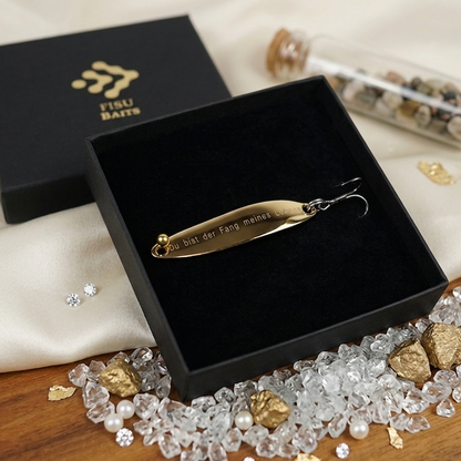Geschenk für Angler, veredelte Angelköder mit Gravur "Du bist der Fang meines Lebens"