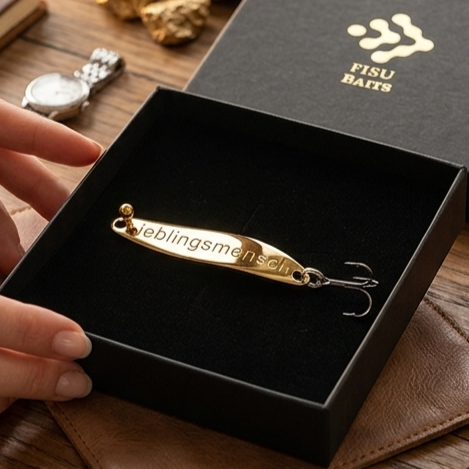 Geschenk für Angler, veredelte Angelköder mit Gravur "Lieblingsmensch"