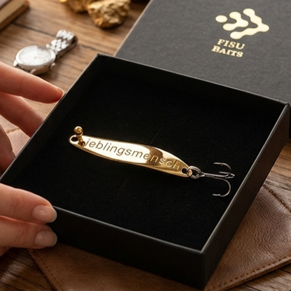 Geschenk für Angler, veredelte Angelköder mit Gravur "Lieblingsmensch"