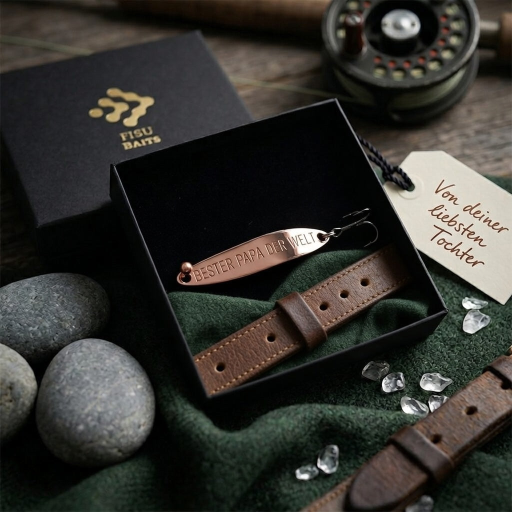 Geschenk für Angler,veredelte Angelköder mit Gravur "BESTER PAPA DER WELT"