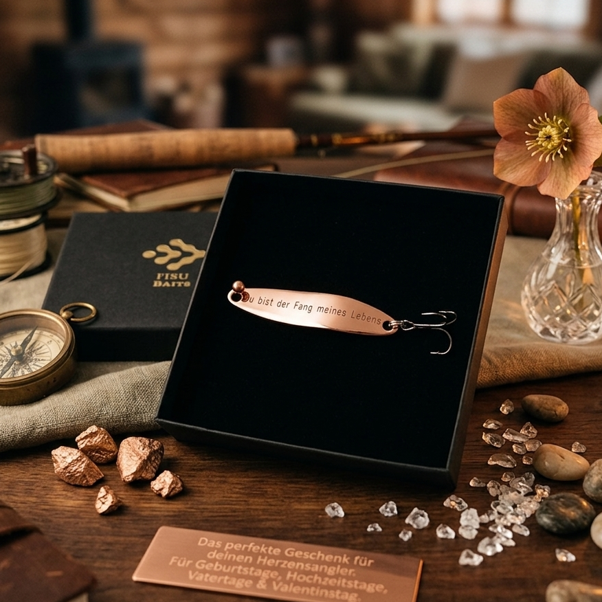Geschenk für Angler, veredelte Angelköder mit Gravur "Du bist der Fang meines Lebens"