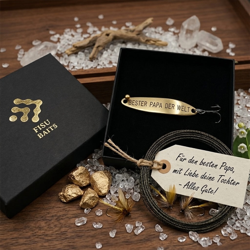 Geschenk für Angler,veredelte Angelköder mit Gravur "BESTER PAPA DER WELT"