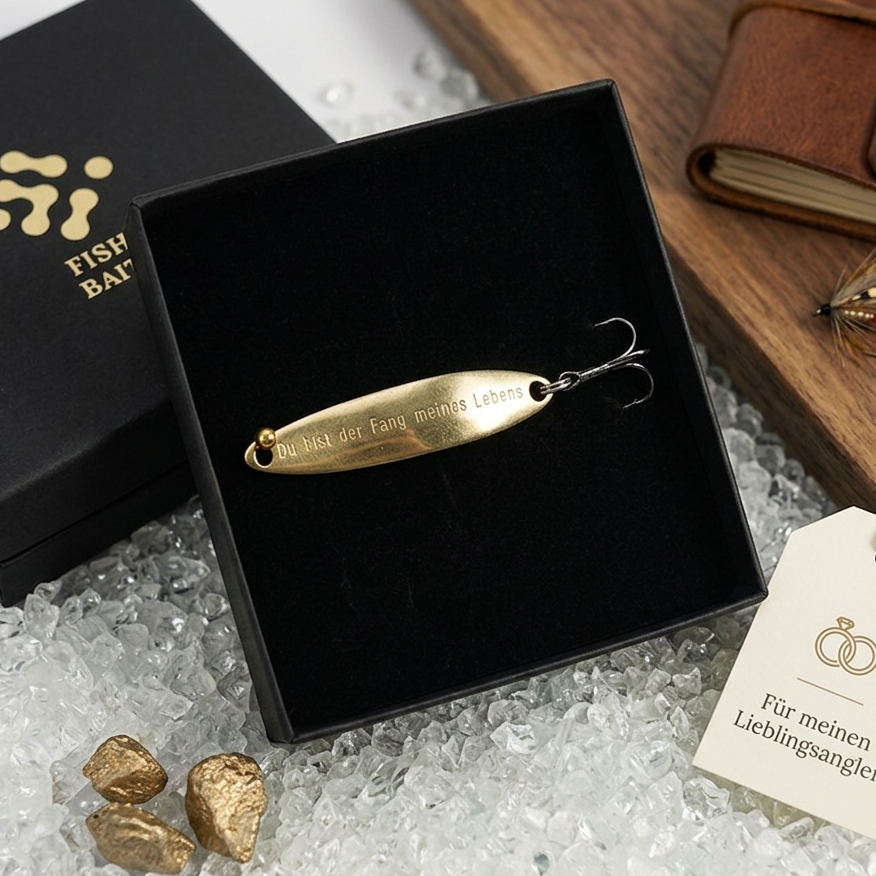 Geschenk für Angler, veredelte Angelköder mit Gravur "Du bist der Fang meines Lebens"
