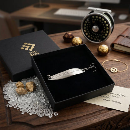 Geschenk für Angler,veredelte Angelköder mit Gravur "BESTER PAPA DER WELT"