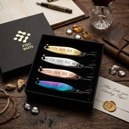 Geschenk für Angler,veredelte Angelköder mit Gravur "BESTER PAPA DER WELT"
