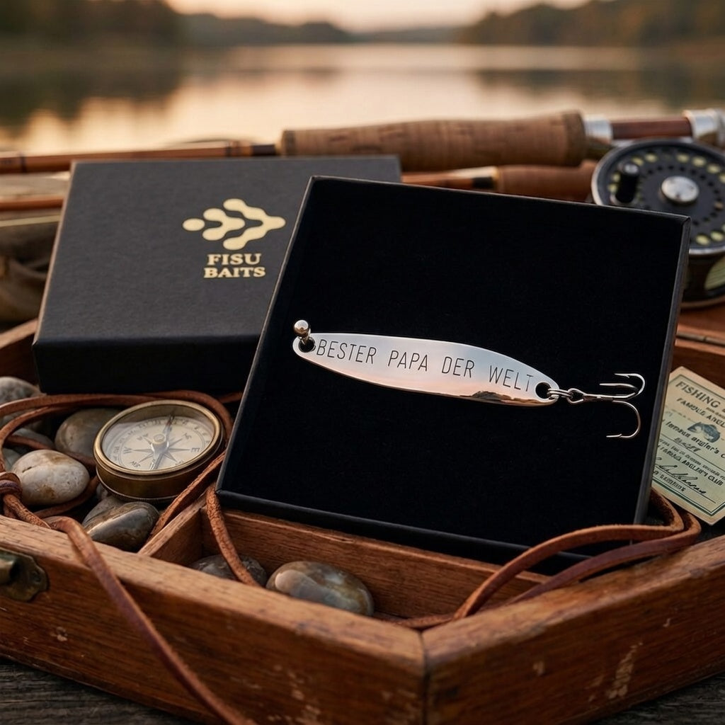 Geschenk für Angler,veredelte Angelköder mit Gravur "BESTER PAPA DER WELT"