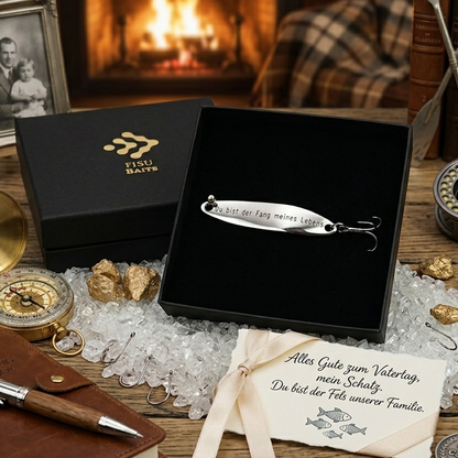 Geschenk für Angler, veredelte Angelköder mit Gravur "Du bist der Fang meines Lebens"